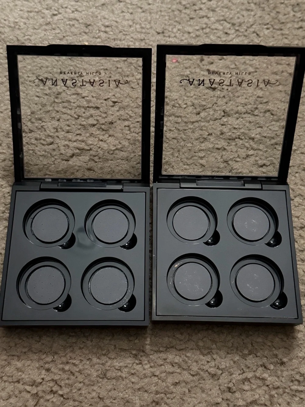2 Anastasia Beverly Hills Black 4-Pan Magnetic Palette, Rose Gold Logo